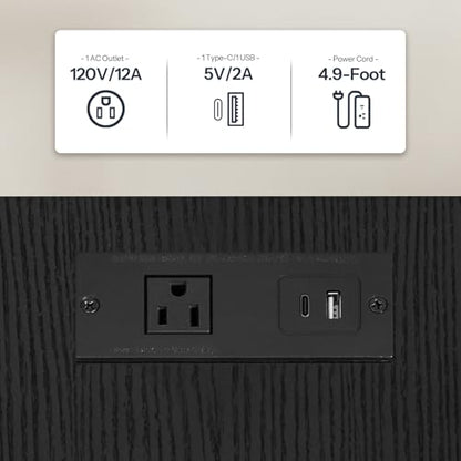 HOOBRO Side Table with Charging Station, Set of 2 End Tables with USB Port and Outlets, Nightstand with 2-Layer Storage Shelves for Small Spaces, Living Room, Bedroom, Black BK09UBZP201 - color: Black