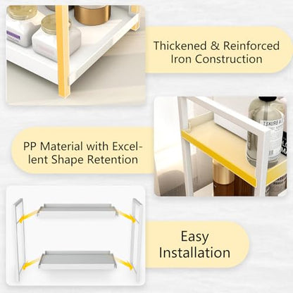 2-Tier Bathroom Countertop Organizer Multifunctional Vanity Tray Cosmetic and Makeup Storage Rack Kitchen Spice Shelf Freestanding Organizer (Black) - color: Black