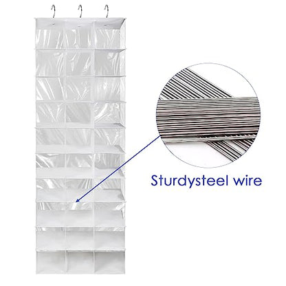 Libeder Hanging Closet Organizers - 30 Section Shoe Shelves, Space Saving Shoe Holder, White - color: White, size: 30 Sections