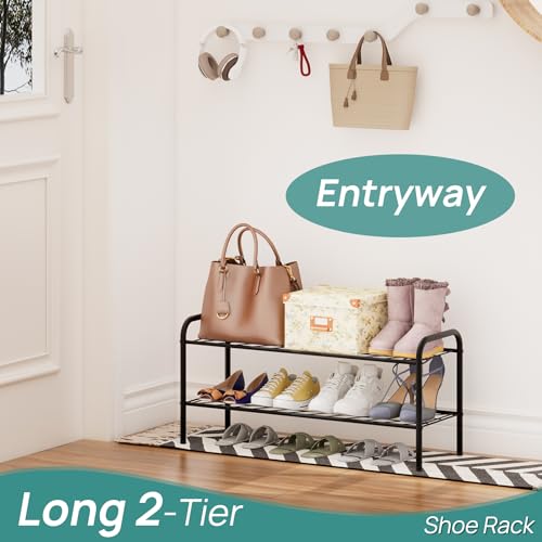 viewcare 2-Tier Shoe Rack for Closet, Extra Long Shoe Rack for Entryway & Garage, Sturdy Metal Construction, Shoe Organizer Holds 9-13 Pairs - size: 2-Tier(Extra Long)