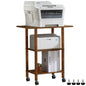 YUFAM 3 Tier Home Printer Stand with Storage, Brown | Wooden Mobile Printer Table Shelf, Rolling Printer Cart Shelf with Lockable Wheels fit Fax Machine, Scanner - color: Brown, size: 15.75"D×23.65"W×25.7"H