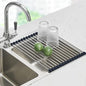 Seropy Roll Up Dish Drying Rack Over The Sink for Kitchen Sink Drying Rack Folding Dish Drainer Mat Rolling Dish Rack Sink Rack Stainless Steel Kitchen Dry Rack Black 17.5x15.7 Inch - color: Black, size: 17.5 x 15.7 in