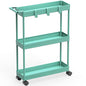 Simple Houseware 3-Tier Slim Rolling Cart w/Handle 5.5" Wx27.5 H, Turquoise | Storage Cart for Narrow Space (5.5-Inch Wide) Kitchen, Bathroom, Laundry Room - color: Turquoise