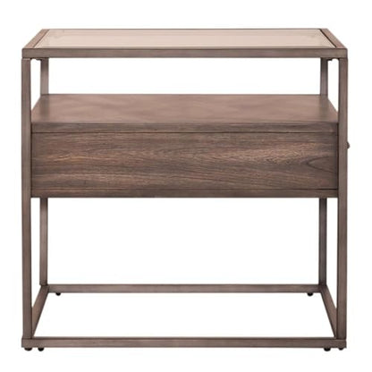 Liberty Furniture Jamestown Glass Top End Table for Living Room - Tobacco - size: End Table
