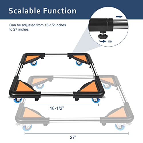 SPACECARE Mini Fridge Stand Mobile Roller, Adjustable Furniture Dolly with 4 Locking Wheels, Heavy Duty Washing Machine Base, Universal Appliance Pedestal for Dryer and Refrigerator- Black - color: Black