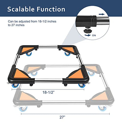 SPACECARE Mini Fridge Stand Mobile Roller, Adjustable Furniture Dolly with 4 Locking Wheels, Heavy Duty Washing Machine Base, Universal Appliance Pedestal for Dryer and Refrigerator- Black - color: Black