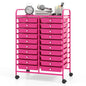 DREAMADE Rolling Cart with Storage Drawers, Utility Cart w/Removable Plastic Drawers, Lockable Wheels, Art Cart for Classroom Organization Art Supplies Office Scrapbook (20 Drawers, Hot Pink) - color: Hot Pink, style: 20 Drawers