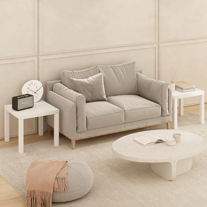 Furinno Classic Set of 2 Modern Coffee Table, Printer Stand, White | 1.8" Triple Thick Square Tabletop, Side Table with 4 Legs, for Living Room, Bedroom, Home Office - color: White, size: Set of 2, Square