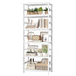 FOTOSOK 6-Tier Bamboo Shelf with Adjustable Shelves, Bamboo Kitchen Cabinet | Tall Bamboo Bookshelf and Plant Shelf with 250-lb Shelf Capacity for Laundry Bathroom Kitchen Pantry Home Office - color: White