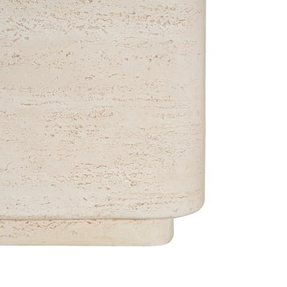 Christopher Knight Home Zax Lightweight MGO Outdoor Side Table, Square Accent Table with Stone-Like Texture, Weather Resistant Small End Table for Indoor/Outdoor Usage, No Assembly, Beige Travertine