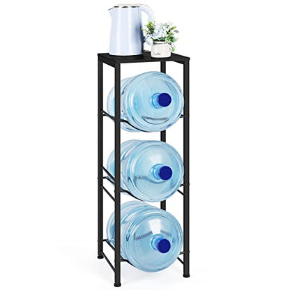 OYEAL Water Bottle Holder Organizer 5 Gallon Water Jug Stand with Shelves, 3-Tier Water Bottle Dispenser Stand for Kitchen Living Room Office, Black - style: Square Tube Black