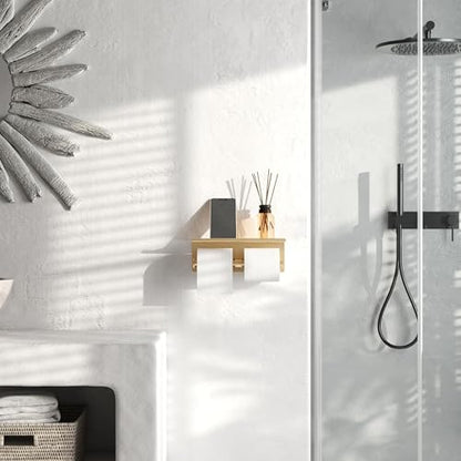 Brushed Gold Toilet Paper Roll Holder with Shelf Wall Mounted for Bathroom (Brushed Gold, Double Head) - color: Brushed Gold