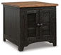 Signature Design by Ashley Distressed Two-Tone Wood Accent Side Table, Valebeck End Table with Cabinet, Casual Farmhouse Nightstand with Metal Wire Mesh Doors, Brown and Black - color: Black/Brown