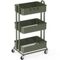 Simple Houseware 3-Tier Heavy Duty Metal Utility Rolling Cart, Army Green - color: Army Green