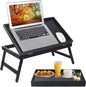 Artmeer Bed Tray Table Breakfast Food Tray with Folding Legs Kitchen Serving Tray for Lap Desks Notebook Computer Bed Platters TV Snack Tray, Adjustable (Black) - color: Black, size: Large