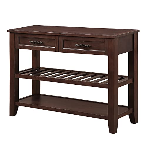 Knocbel Entryway Console Table with 2 Storage Drawers and 2 Lower Shelves, Entrance Hallway Foyer Behind Sofa Couch Table, Easy Assembly (Dark Coffee) - color: Dark Coffee