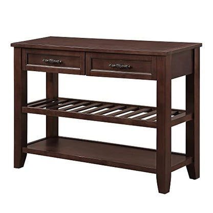 Knocbel Entryway Console Table with 2 Storage Drawers and 2 Lower Shelves, Entrance Hallway Foyer Behind Sofa Couch Table, Easy Assembly (Dark Coffee) - color: Dark Coffee