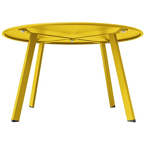 Grand Patio Round Steel Patio Coffee Table, Weather Resistant Outdoor Large Side Table, Yellow… - color: Yellow, style: 1 PC