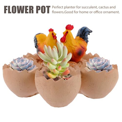 ibasenice Resin Flower Pot Eggshell Design Succulent Planter for Miniature Decorations Mini Potted Plants Home Office Table Decor Micro Landscape Bonsai Display 6.49 X 6.49 X 4.33 in