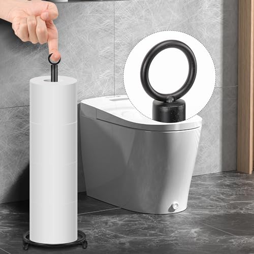Bath Toilet Paper Holder, Metal Toilet Tissue Roll Organizer Storage, Tissue Paper Holder Stand for Bathroom/Kitchen Countertop, 21" H (Matte Black) - color: Matte Black