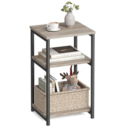 VASAGLE BARNET Collection - Side Table, Small End Table for Living Room, Modern Tall Nightstand, Bedroom, Office, Bathroom, Steel Frame, Heather Greige and Ink Black ULET273B02 - color: Heather Greige + Ink Black