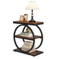 LITTLE TREE 3-Tier End Table Set of 2, Industrial Side Table with Storage Shelves, Small Sofa Side Table for Living Room, Wooden Side End Table with Round Metal Legs, Slim Nightstand and Bedside Table - color: Brown and Black