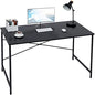 FurnitureR Home Office Desk 47.2-Inch, Simple Computer Desk with Sturdy Metal Legs, Multi-Purpose Writing Table for Students, Work, or Study, Black - color: Black