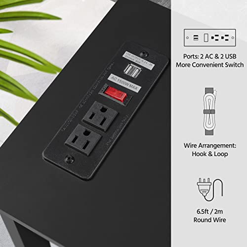 Yaheetech 40" Console Table with Power Outlets and USB Ports, Wood Entryway Table with Charging Station & Storage Shelf, Narrow 2-Tier Sofa Table for Living Room Hallway Foyer, Black - color: Black