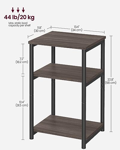 VASAGLE BARNET Collection - Side Table, Small End Table for Living Room, Modern Tall Nightstand, Bedroom, Office, Bathroom, Steel Frame, Chestnut Brown and Ink Black ULET273B74 - color: Chestnut Brown + Ink Black