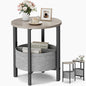 Vagusicc Small Round Side Table End Table, Tall Accent Table with Storage Basket, Set of 2 Half Round Tables Half Moon Tables, Coffee Bedside Tables, Modern Nightstand for Living Room Bedroom, Gray - color: Greige