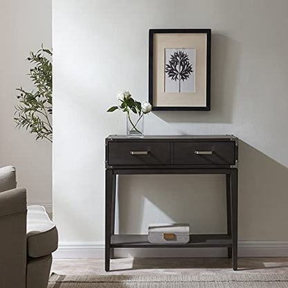 Leick Home 24032 Beckett One Drawer Hall Stand with Shelf for Living Room, Hallway, Entryway, Anthracite/Pewter - color: Anthracite