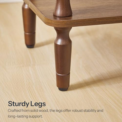 HOOBRO End Table, 2-Tier Small Side Table with Spindle Legs, Nightstand with Storage Shelves, Sofa Side Table, for Small Space, Living Room, Bedroom, Walnut WL189BZ01 - color: Walnut