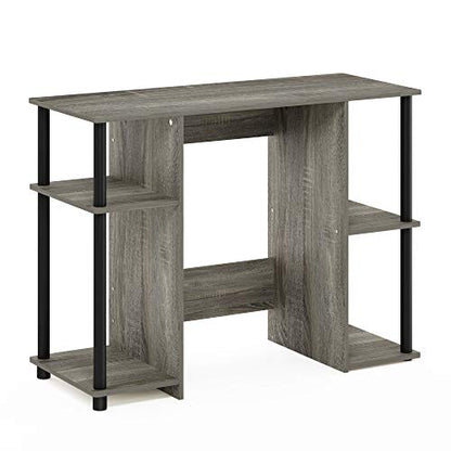 Furinno Jaya Computer Study Desk With Open Storage, French Oak Grey/Black - color: French Oak/Black