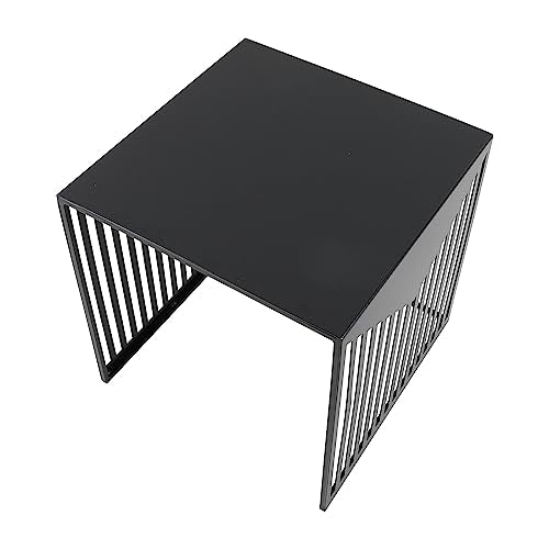 LeisureMod Mid-Century Design Square Side/End Table, Steel Powder Coated Finish, Perfect for Modern and Contemporary Living Space, Black - color: Black