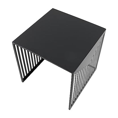 LeisureMod Mid-Century Design Square Side/End Table, Steel Powder Coated Finish, Perfect for Modern and Contemporary Living Space, Black - color: Black
