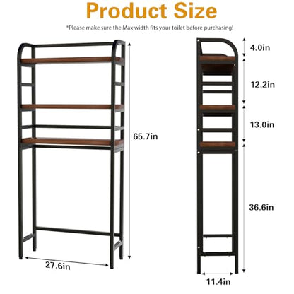 3-Tier Over The Toilet Storage Rack, Freestanding Bathroom Organizer Metal Frame Toilet for Small Spaces, Bathroom, Balcony, Laundry (Black) - color: Black