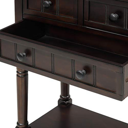 RuiSiSi Narrow Entryway Table with 3 Storage Drawers, Small Console Table with Bottom Shelf for Entryway Foyer, Espresso