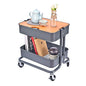 Melody House 2-Tier Metal Utility Rolling Cart Storage Side End Table with Cover Board for Office Home Kitchen Organization, Dark Gray - color: A- Dark Gray