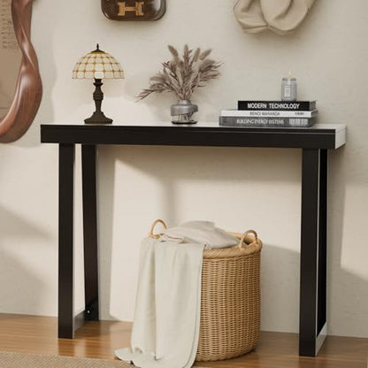 VINGLI 42.9" Black Console Table, Solid Wood Entryway Table, Narrow Sofa Table Behind Couch, Thin, for Living Room, Entrance, Hallway, Foyer, Bedroom, Office - color: Black, size: 42.9