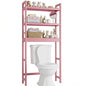 SMIBUY Bathroom Storage Shelf, Bamboo Over-The-Toilet Organizer Rack, Freestanding Toilet Space Saver with 3-Tier Adjustable Shelves (Pink) - color: Pink