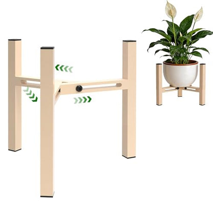 Adjustable Plant Stand Indoor, Metal Stable Plant Holder, Modern Plant Stands Fits 5-6-7-7.5" Pots for Home & Office (Without Pots) - color: Light Khaki