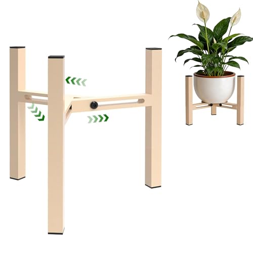 Adjustable Plant Stand Indoor, Metal Stable Plant Holder, Modern Plant Stands Fits 5-6-7-7.5" Pots for Home & Office (Without Pots) - color: Light Khaki