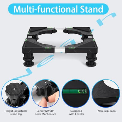 Nefish Mini Fridge Stand Universal Raised Base Adjustable Refrigerator Stands with 4 Strong Feet Washing Machine Pedestal Multi-Functional Bases for Dryer (Black) - style: Black-4 Feet