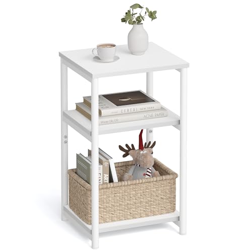 VASAGLE BARNET Collection - Side Table, Small End Table for Living Room, Modern Tall Nightstand, Bedroom, Office, Bathroom, Steel Frame, Cloud White ULET273W14 - color: Cloud White