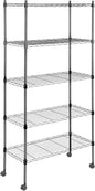 Simple Deluxe 5-Tier Storage Shelving Units, 24.02" W x 13.78" D x 59" H Wire Shelf with Wheels & Leveling Feet, Black - color: Black, size: 5-Tier, 24"W x 14"D x 59"H