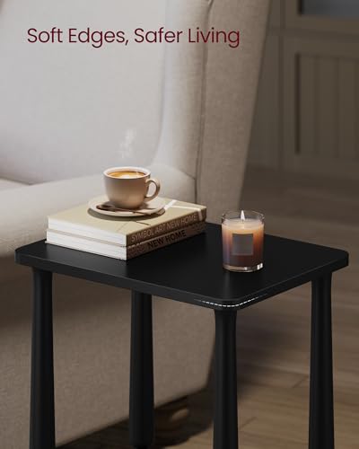 VASAGLE Mariel Collection - Side Table, Accent Nightstand for Small Spaces, Rectangular End Table with Shelf, Solid Wood Legs, Mid-Century Modern, Living Room Bedroom, Ink Black ULET294BC01S - color: Ink Black