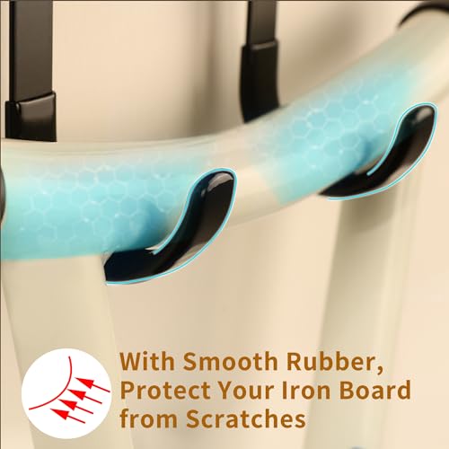 Ironing Board Hanger Wall Mount with Adjustable 2-Large Storage Shelves, Heavy Duty Space Saving Iron and Ironing Board Holder for Laundry Room, T&Y Leg Shaped, Carbonized Black - color: Black-a