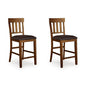 Signature Design by Ashley Ralene Traditional 26" Counter Height Faux Leather Seat Barstool, 2 Count, Brown | Wipe-clean faux leather cushion, Veneers, wood and engineered wood frame, 25.63-inch seat height, Ralene Series - color: Medium Brown, style: Bar