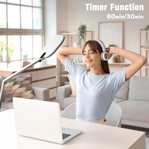 LitONES LED Desk Lamp for Home Office, 15W Desk Light with CRI >95, Memory & Timer Function, 1200LM Dimmable Computer Light for Video Calls, Conference, Reading, Study (White) - color: White - 1 Pack