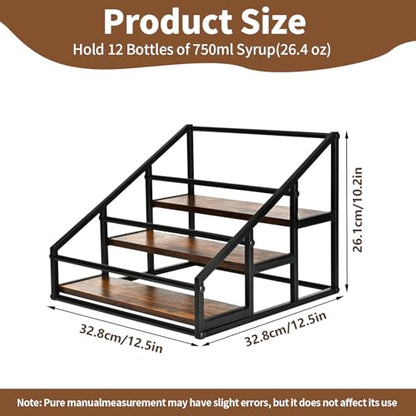 YQBRAO Coffee Syrup Rack Organizer, 3-Tier 12 Bottles Syrup Rack for Coffee Bar,Syrup Stand for Kitchen Coffee Station,Syrup Holder,Liquor Bottle Display Shelf - size: 3 Tier 12 Bottle Syrup Rack - 1 Pack